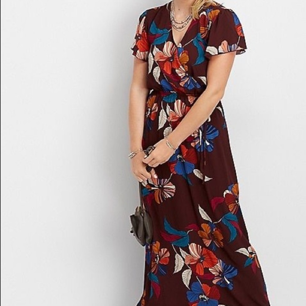 Maurices Wine Wrap Floral Dress
